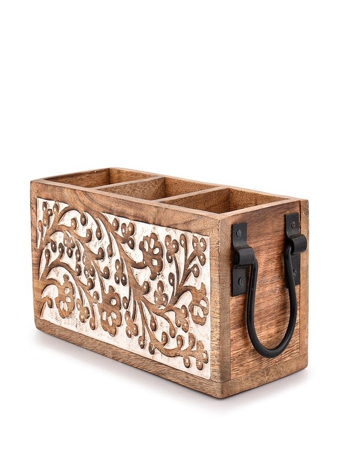 BHAVATU Mango Wood Utensil Drawer Organizer, Silverware Tray Organizer, Kitchen Drawer Organizer for Flatware Cutlery (11" x 4" x 4.5") - Image 3